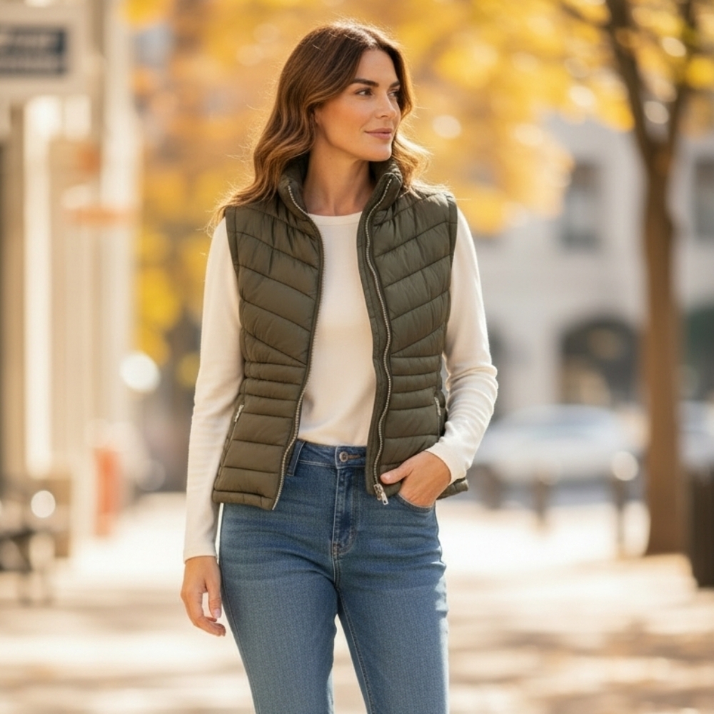 Snobbish Army Green Puffer Vest
